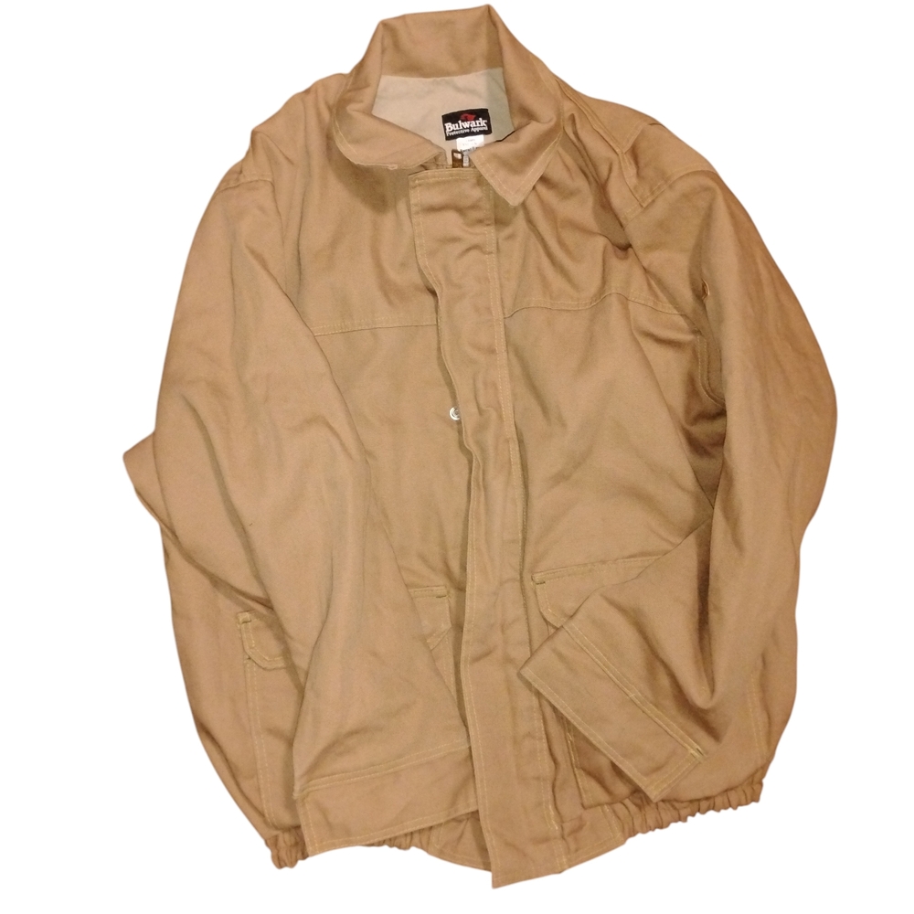 Bulwark Flame Resistant Jacket Mens XXL-LN Brown Heavy Duty Protective Apparel